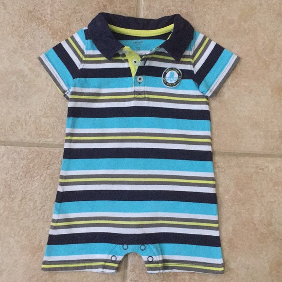 Carter’s Boys Striped Polo Style Romper Shortalls - Picture 10 of 10